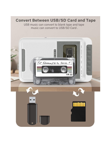 Reproductor de Cassettes Portátil Dingmi 669W Blanco - Graba en USB y TF
