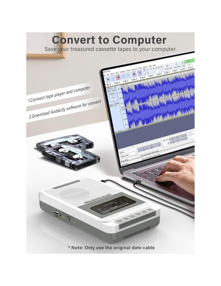 Reproductor de Cassettes Portátil Dingmi 669W Blanco - Graba en USB y TF