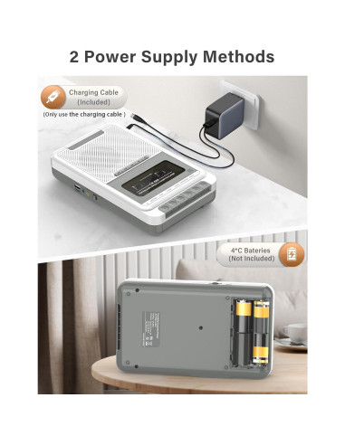 Reproductor de Cassettes Portátil Dingmi 669W Blanco - Graba en USB y TF