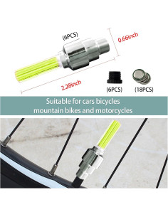 6 Luces LED para Ruedas Dickno - Tapa de Válvula Amarillo 2