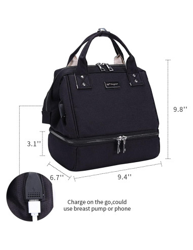 Bolsa Extractora de Leche GOGOSO Negra con Bolsillo Enfriador