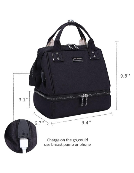 Bolsa Extractora de Leche GOGOSO Negra con Bolsillo Enfriador