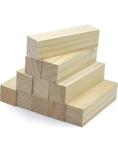 12 Bloques de Madera sin Terminar WURONXIN 10.16x2.54 cm