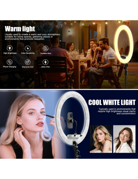 Anillo de Luz LED 48 cm SH con Trípode 198 cm para Selfies