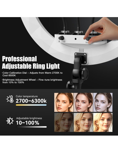 Anillo de Luz LED 48 cm SH con Trípode 198 cm para Selfies