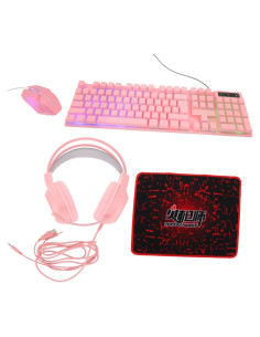 Conjunto Teclado RGB, Ratón y Auriculares Homoyoyo Rosa