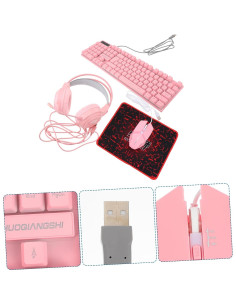 Conjunto Teclado RGB, Ratón y Auriculares Homoyoyo Rosa 2
