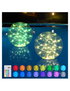 Luces Flotantes para Piscina Bawoo, 2PCS Solar IP68 35.56cm