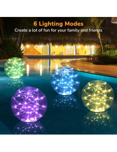 Luces Flotantes para Piscina Bawoo, 2PCS Solar IP68 35.56cm 2