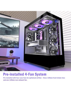 Caja de PC KEDIERS P4 ATX con 4 Ventiladores y Vidrio Templado 2