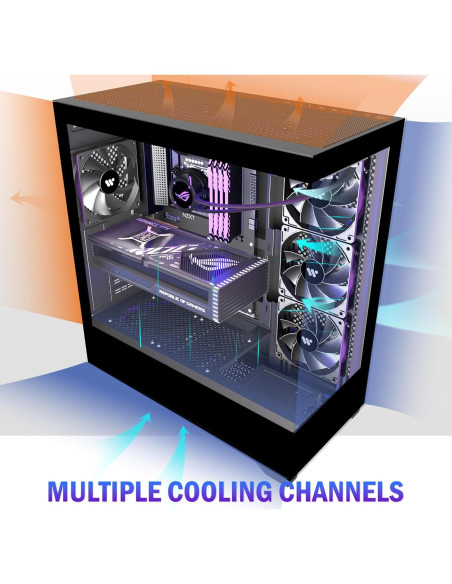 Caja de PC KEDIERS P4 ATX con 4 Ventiladores y Vidrio Templado