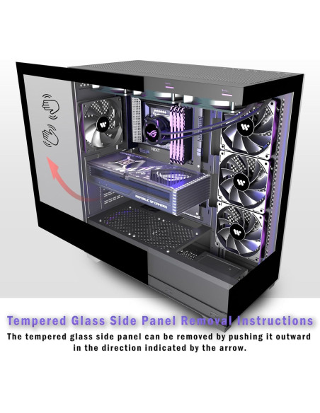 Caja de PC KEDIERS P4 ATX con 4 Ventiladores y Vidrio Templado