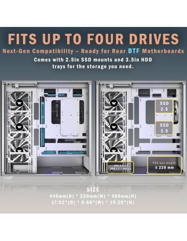 Caja de PC KEDIERS P4 ATX con 4 Ventiladores y Vidrio Templado