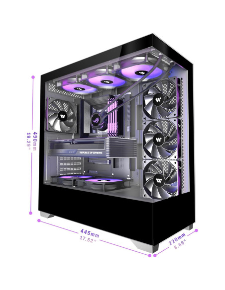 Caja de PC KEDIERS P4 ATX con 4 Ventiladores y Vidrio Templado