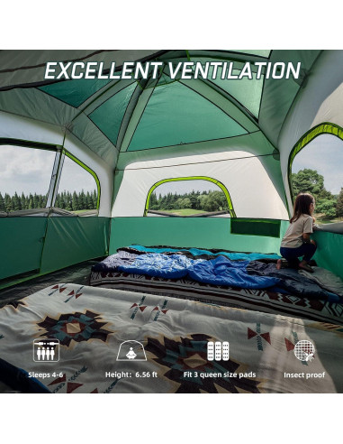 Carpa de Camping JELUCAMP JLP-8817 para 6 Personas Impermeable