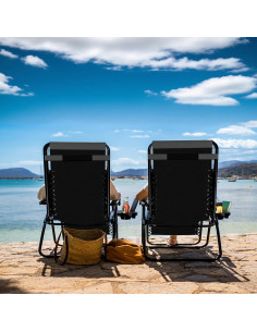 Silla de gravedad cero acolchada Nestl - Negro/Gris, reclinable 2