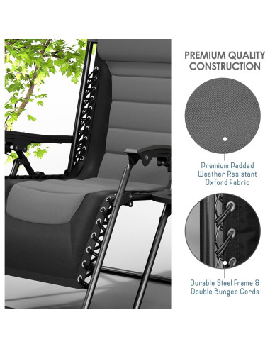 Silla de gravedad cero acolchada Nestl - Negro/Gris, reclinable