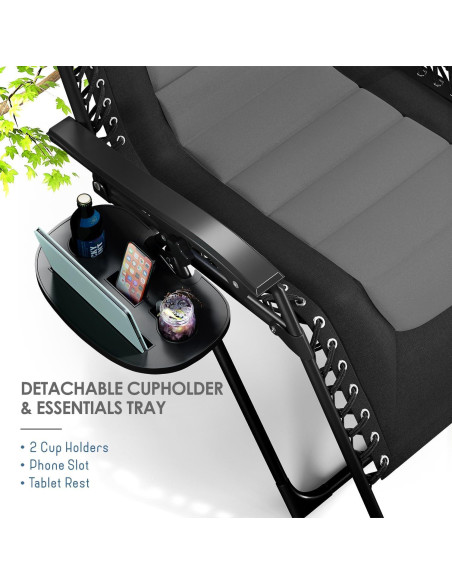 Silla de gravedad cero acolchada Nestl - Negro/Gris, reclinable