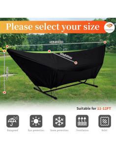Cubierta de Hamaca Impermeable DSWCKNVK 150x401x99cm Negra 2