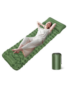 Colchoneta Autoinflable TVWVT Verde con Almohada y Bomba Integrada