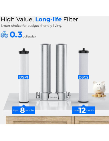 Filtro de Agua Bajo Fregadero Waterdrop WD-DST Acero Inoxidable