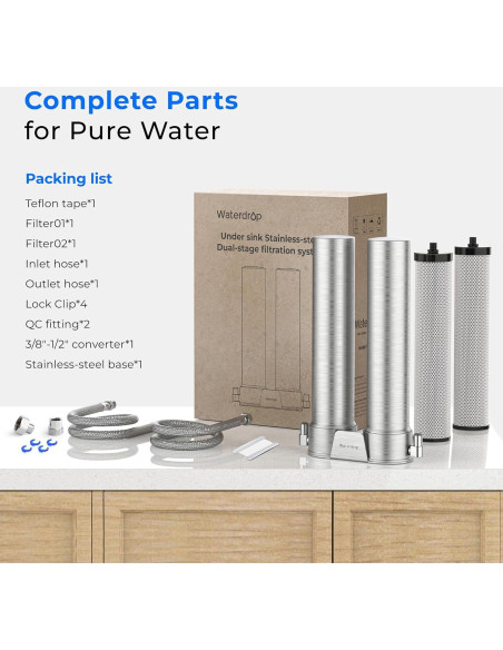 Filtro de Agua Bajo Fregadero Waterdrop WD-DST Acero Inoxidable