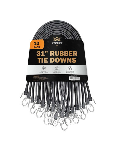 Cuerdas Bungee de Goma ATERET 78.74 cm con Ganchos - Paquete de 10