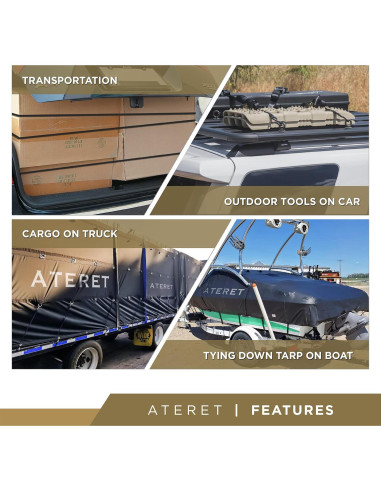 Cuerdas Bungee de Goma ATERET 78.74 cm con Ganchos - Paquete de 10