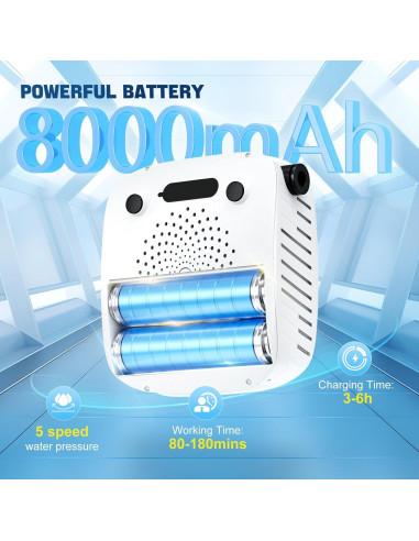 Ducha Portátil Lxlivn A2501 8000mAh con Pantalla LED y 5 Velocidades