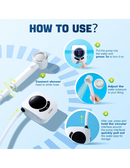 Ducha Portátil Lxlivn A2501 8000mAh con Pantalla LED y 5 Velocidades