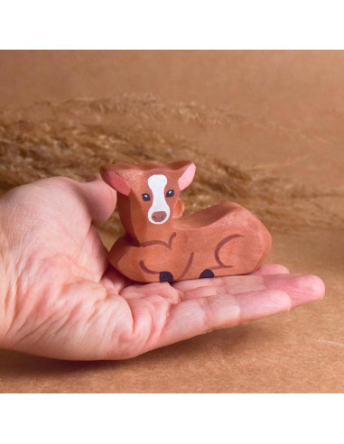 Juego de Animales de Granja de Madera 3 Piezas Toro Vaca Ternero