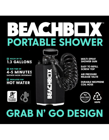 Tanque de Ducha Portátil BeachBox 4.9L - Agua Caliente y Fría