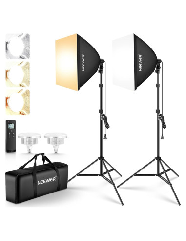 Kit de Iluminación Softbox NEEWER NK103 con Bombillas LED 45W