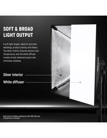 Kit de Iluminación Softbox NEEWER NK103 con Bombillas LED 45W