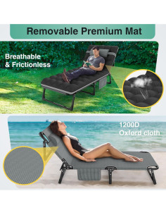 Cama Plegable Suteck para Camping 5 Posiciones con Almohada 2