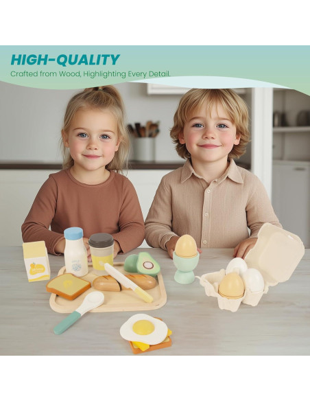 Juego de Comida de Madera para Niños WOODENFUN - Desayuno