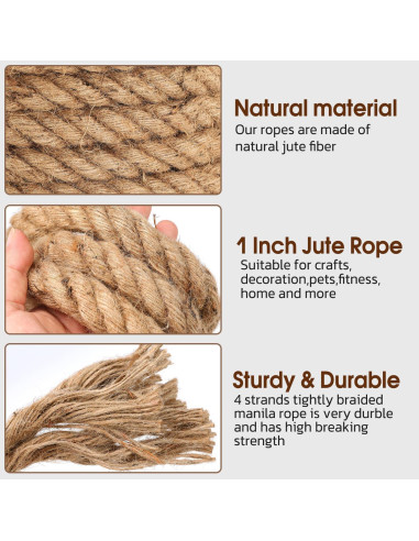 Cuerda de yute frtzal 25 mm x 15.24 m alta resistencia