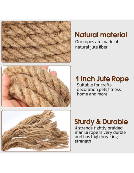 Cuerda de yute frtzal 25 mm x 15.24 m alta resistencia