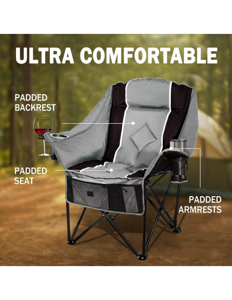 Silla de Camping Plegable Behairity XL Acolchada 400 lbs