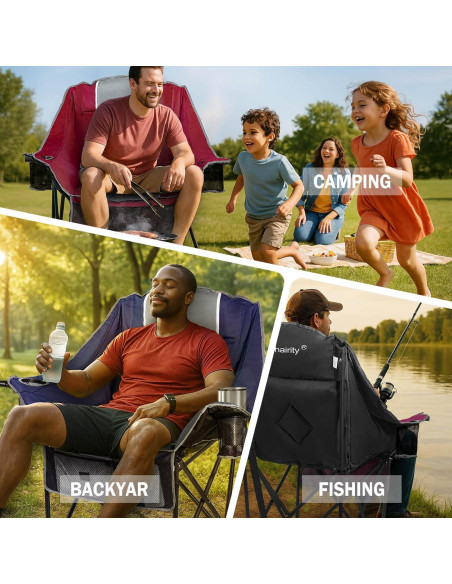 Silla de Camping Plegable Behairity XL Acolchada 400 lbs