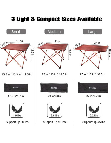 Mesa de Camping Plegable G4Free Mediana de Aluminio 42cm