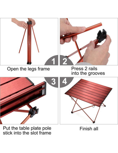 Mesa de Camping Plegable G4Free Mediana de Aluminio 42cm