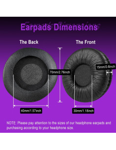 Almohadillas de Reemplazo Sony 70mm para Auriculares MDR-ZX y WH-CH 2