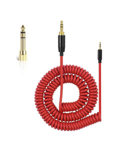 Cable de audio enrollado Lusgawer QC45 2.5mm a 3.5mm 4.8m Rojo