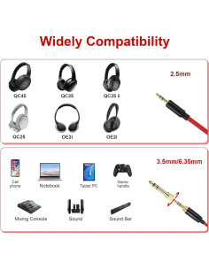 Cable de audio enrollado Lusgawer QC45 2.5mm a 3.5mm 4.8m Rojo 2