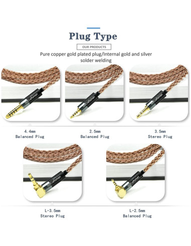 Cable de Mejora de Auriculares GUCraftsman 1.2m 6N Cobre Cristal