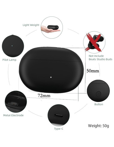 Funda de Carga Inalámbrica Alimingyan para Beats Studio Buds+ 660mAh