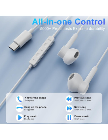 Auriculares USB C Alfu con micrófono y control de volumen