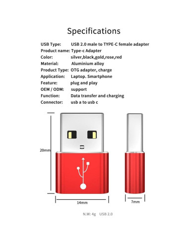 Adaptador BoxWave USB-A a C para Auriculares Marshall Major V - Paquete de 5