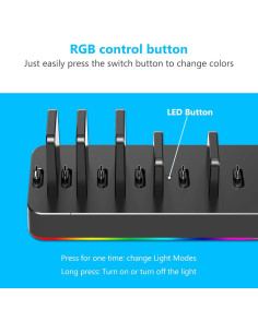 Soporte para Auriculares KAFRI RGB con Cargador USB-C y 2 Salidas 2